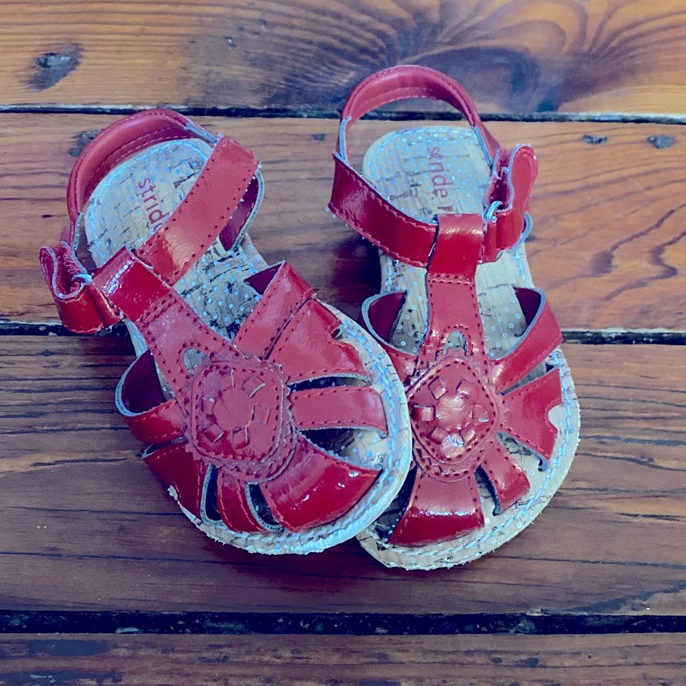 Stride Rite Red & Cork Lucia Strappy Sandals Size 4.5